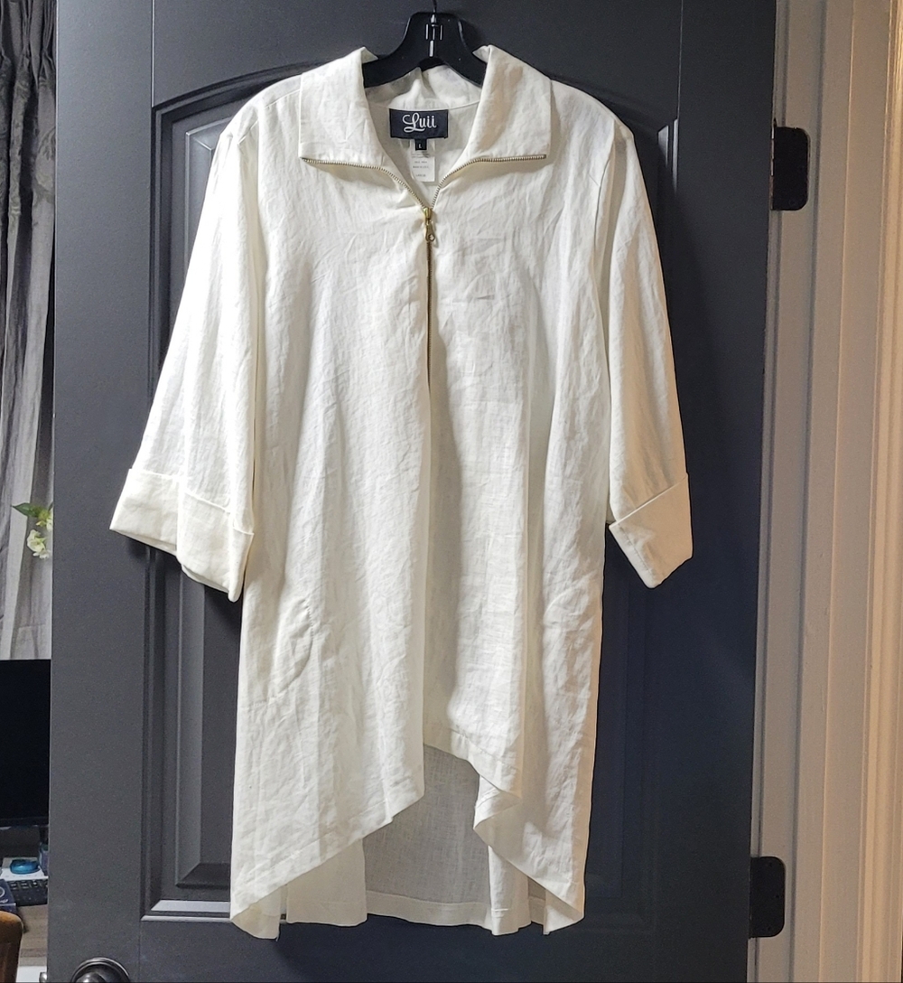 Luii Anthropologie Linen Soft Off White Jacket